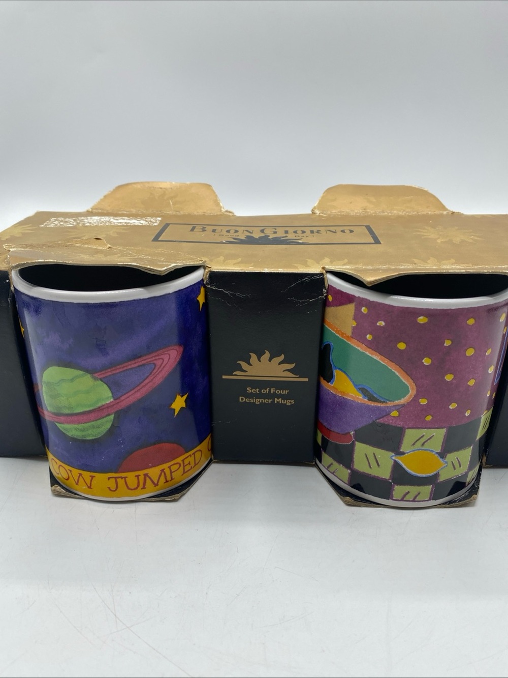 Buon Giorno Abstract Artsy Coffee Ceramic Cup Mugs vintage Mya Kramer Earthy - Picture 10 of 10